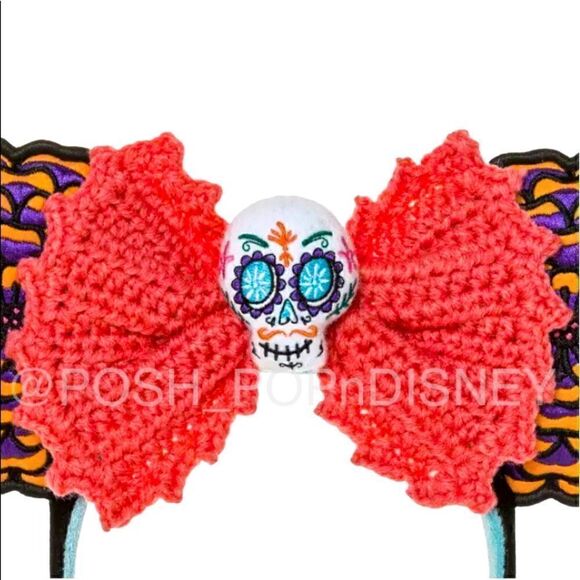 PIXAR Coco Ears Embroidered design Crotchet bow sugar-skull Halloween 2022 - Picture 2 of 4